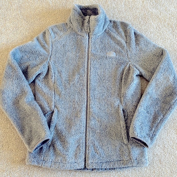 The North Face Osito 2 High Rise Mid Grey Gray Stripe Jacket Coat Medium - Picture 2 of 8